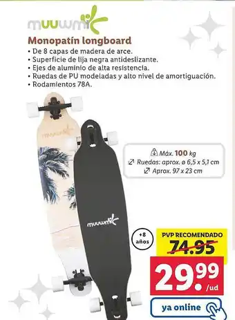 Lidl Muuwmi monopatín longboard oferta