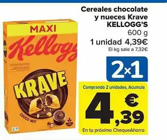 Carrefour Cereales chocolate y nueces krave kellogg's oferta