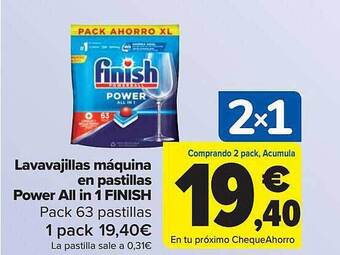 Carrefour Lavavajillas máquina en pastillas power all in 1 finish oferta