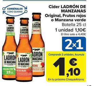 Carrefour Cider ladrón de manzanas original, frutos rojos o manzana verde oferta