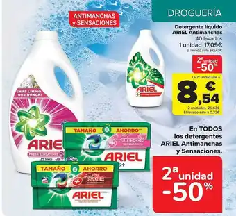 2a unidad -50% detergente líquido ariel antimanchas