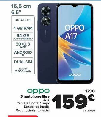 Carrefour Oppo smartphone libre a17 oferta