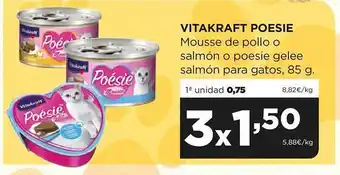 Alimerka Vitakraft poesie mousse de pollo e salmón o poesie gelee salmón para gatos oferta