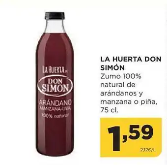 Alimerka La huerta don simón zumo 100% natural de arándanos y manzana o piña oferta