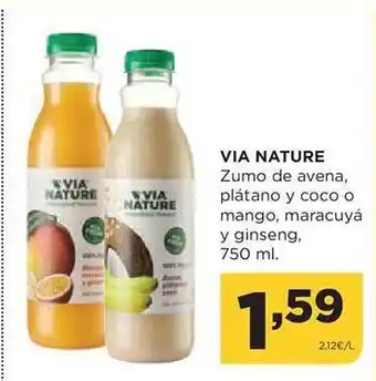 Alimerka Via nature zumo de avena, plátano y coco o mango, maracuyá y ginseng oferta