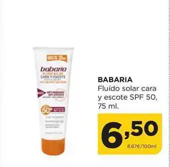 Alimerka Babaria fluido solar cara y escote spf 50 oferta