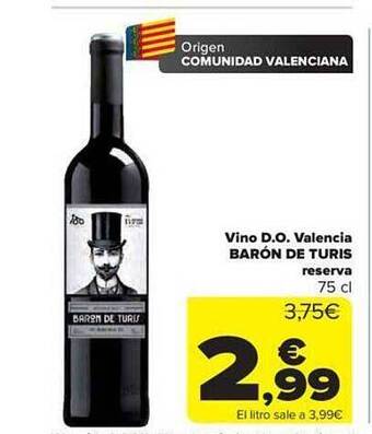 Carrefour Vino d.o. valencia barón de turis reserva oferta
