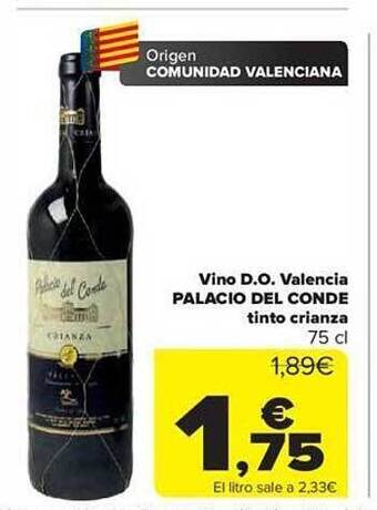Carrefour Vino d.o. valencia palacio del conde tinto crianza oferta