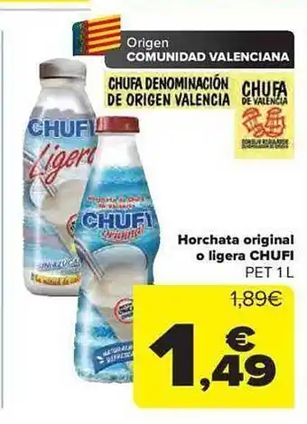 Carrefour Horchata original o ligera chufi pet oferta