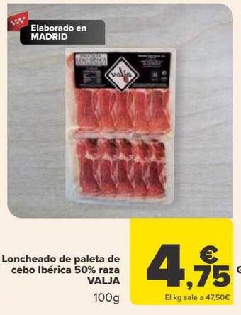 Carrefour Loncheado de paleta de cebo ibérica 50% raza valja oferta