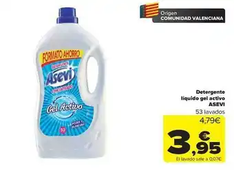 Carrefour Detergente líquido gel activo asevi 53 lavados oferta
