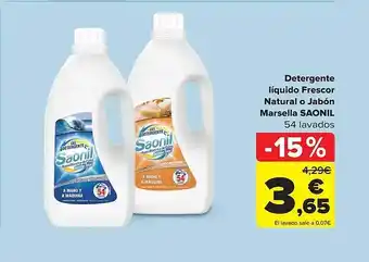 Carrefour Detergente líquido frescor natural o jabón marsella saonil 54 lavados oferta