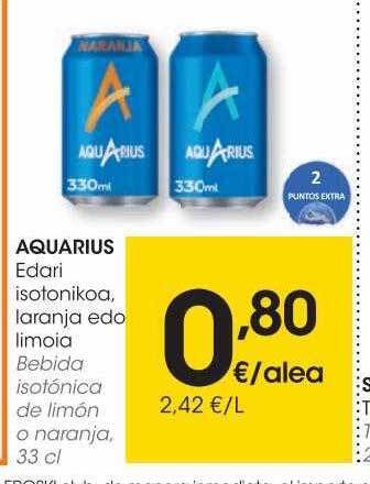 Eroski Aquarius bebida isotónica de limon o naranja oferta