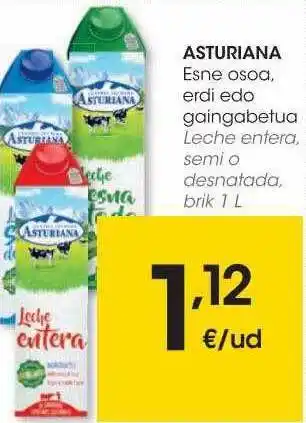 Eroski Asturiana leche entera semi o desnatada oferta
