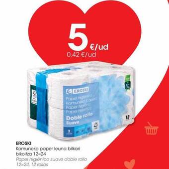 Eroski Eroski papel higiénico suave doble rollo oferta