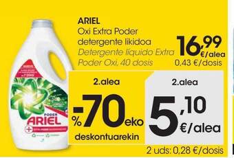 Eroski Ariel detergente liquido extra poder oxi oferta