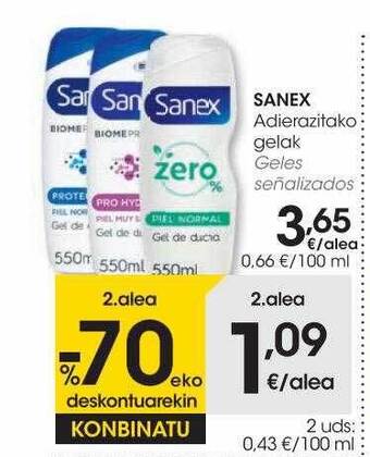 Eroski Sanex geles señalizados oferta