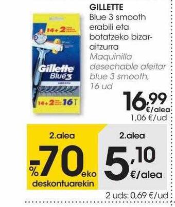 Eroski Gillette maquinilla desechable afeitar blue 3 smooth oferta
