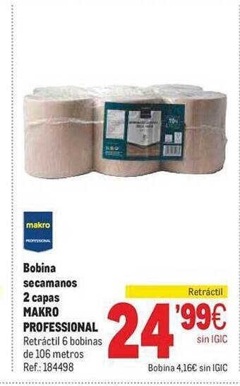 Makro Bobina secamanos 2 capas makro professional oferta