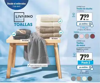 Lidl Livarno home toalla de ducha toallas de mano oferta