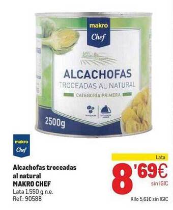 Makro Alcachofas troceadas al natural makro chef oferta