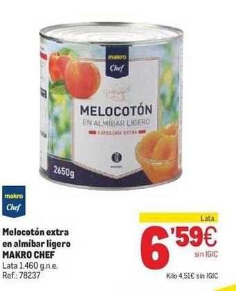 Makro Melocotón extra en almibar ligero makro chef oferta