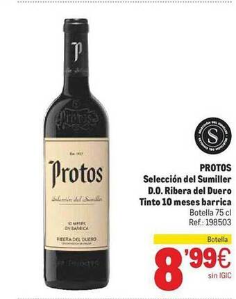 Makro Protos selección del sumiller d.o. ribera del duero tinto 10 meses barrica oferta