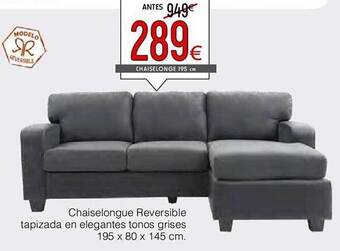 Atrapamuebles Chaiselongue reversible tapizada en elegantes tonos grises oferta