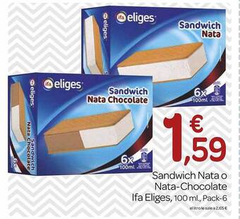 Supermercados El Jamón Sandwich nata o nata-chocolate ifa eliges oferta