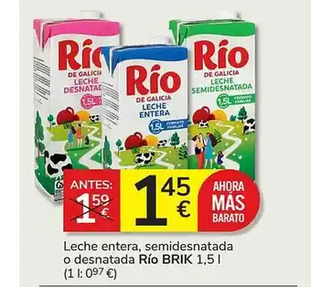 Consum Leche entera, semidesnatada o desnatada río brik oferta