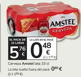 Consum Cerveza amstel lata oferta