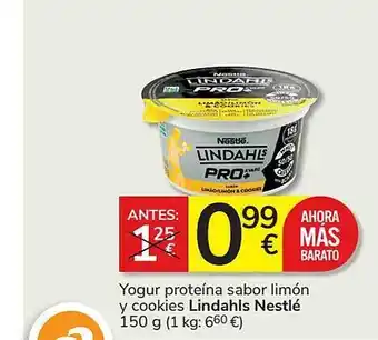 Consum Yogur proteína sabor limón y cookies lindahls nestlé oferta