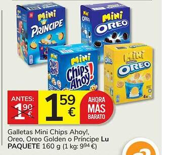 Consum Galletas mini chips ahoy! oreo, oreo golden o príncipe lu paquete oferta