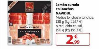 Alcampo Jamón curado en lonchas navidul oferta