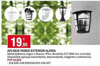 Bricoking Aplique pared exterior aloria oferta