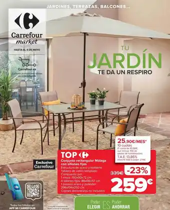 Carrefour Market Top conjunto rectangular málaga con sillones fijos oferta