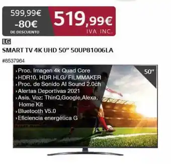 Costco Lg Smart Tv 4k Uhd 50" 50up81006LA oferta