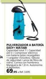 Coferdroza Pulverizador a batería easy+ matabi capacidad total 71. capacidad útil 51. compresor eléctrico recargables cargador incluid oferta