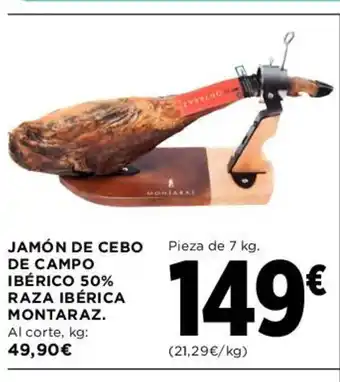 Hipercor Jamón de Cebo de Campo Ibérico 50% Raza Ibérica Montaraz oferta