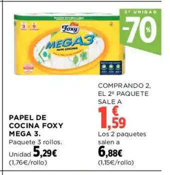 Hipercor Papel de Cocina Foxy Mega 3 oferta