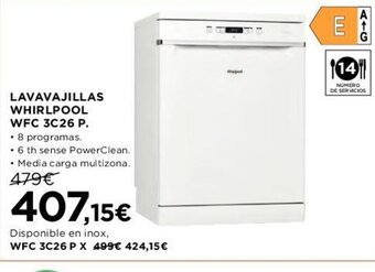 Hipercor Lavavajillas Whirlpool WFC 3C26 P oferta