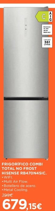 Hipercor Frigorífico Combi Total no Frost Hisense RB470N4SIC oferta