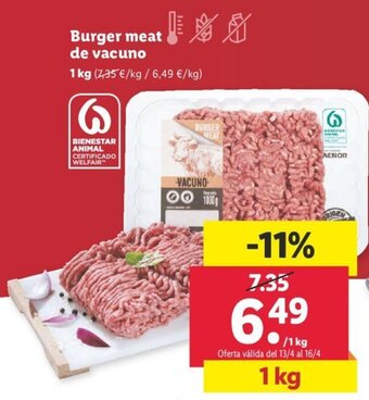 Lidl Burger Meat De vacuno oferta