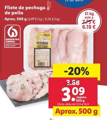 Lidl Filete de Pechuga de Pollo oferta