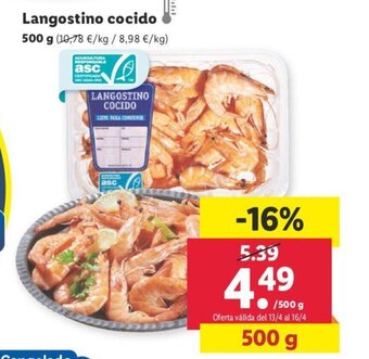Lidl Langostino Cocido oferta