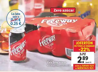 Lidl Cola Zero Azúcar oferta