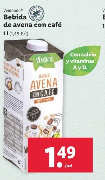Lidl Bebida de Avena Con Café oferta