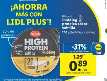 Lidl Pudding Proteico Sabor Vainilla oferta