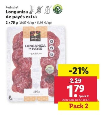 Lidl Longaniza de Payés Extra oferta