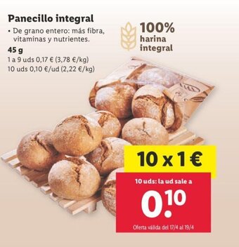 Lidl Panecillo Integral oferta